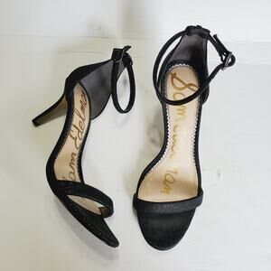 Sam Edelman Patti Ankle Strap Heel Sandals Pumps Black Shimmer Size 9